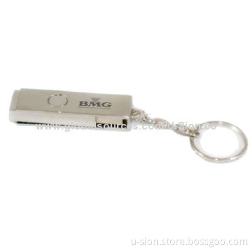 Metal Swivel USB Flash Drive with Free Logo, Supports Plug-and-play Function, Popular